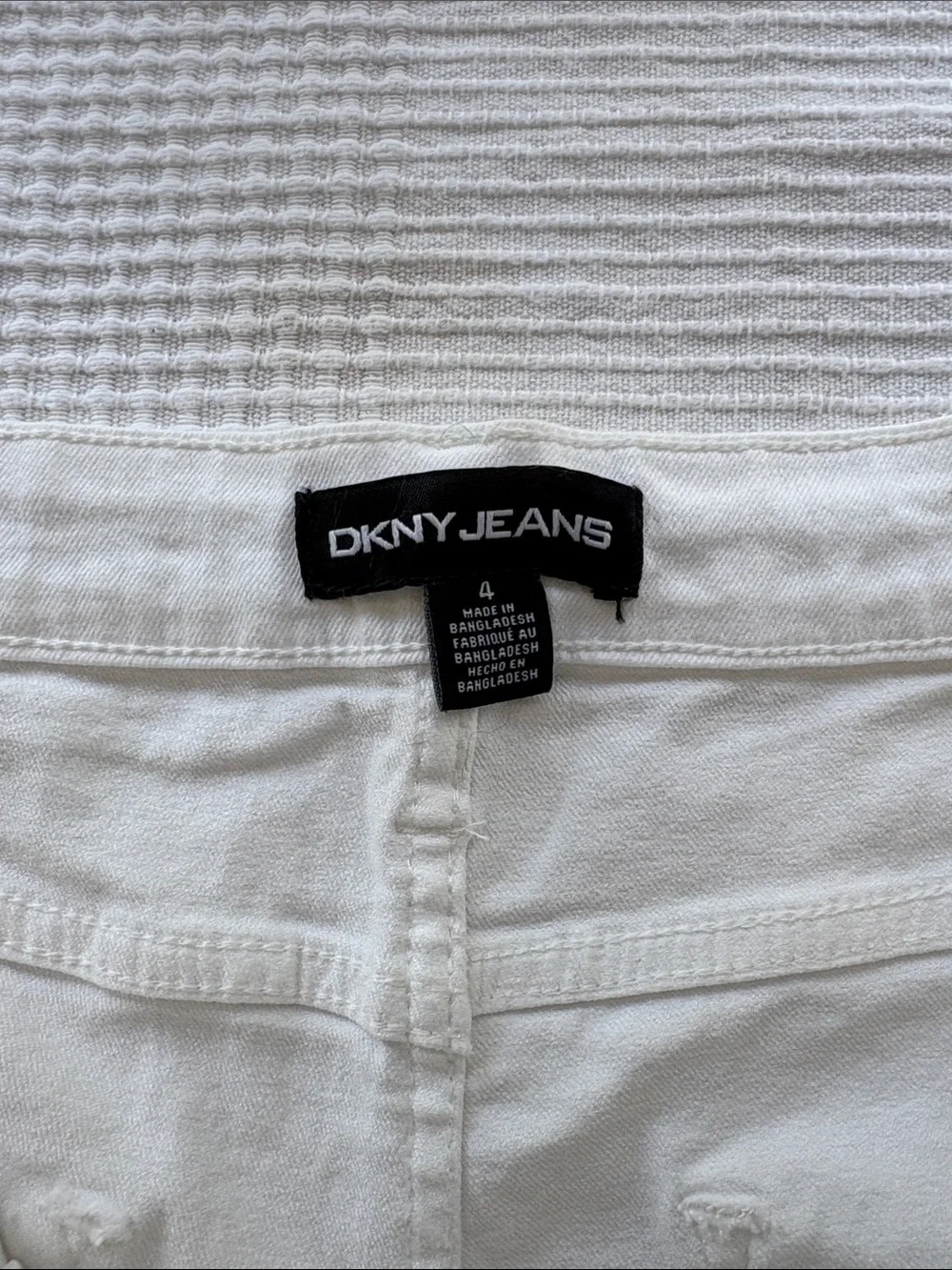 Dkny White Cuffed Denim Shorts